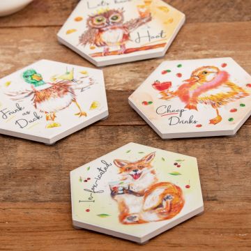 Ceramic Coaster Set - Party Animals